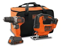 Comprar Kit de Ferramentas com Furadeira de Impacto Parafusadeira e Serra Tico Tico Black+Decker Modelo BCK22S1S Ideal para Diversas Aplicações Furos ou Fixações Bivolt Laranja-Escuro
