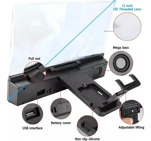 Amplificador De Pantalla De Imagen Lupa Celular 3d Bluetooth