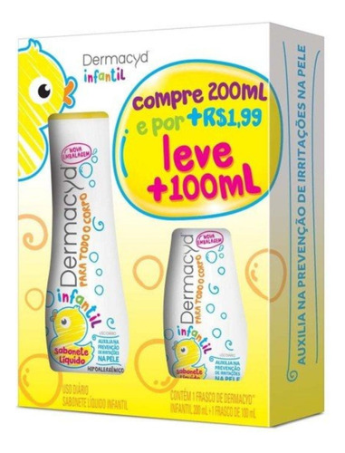 Kit Leve 200ml+100ml Sabonete Líquido Infantil Dermacyd