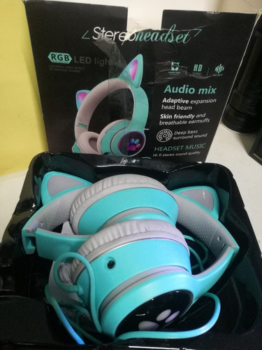 Cat Ear Auriculares Audio Audifonos Diadema Orejas Led Asch