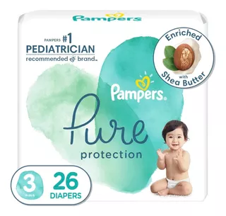 Pañal Pure Protection Pampers Talla 3 26 Pza