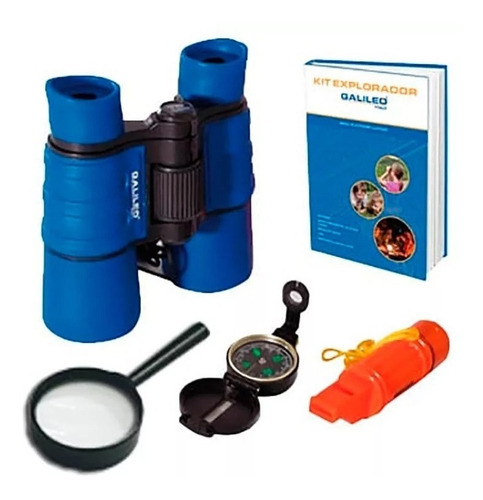 Imagen 2 de 7 de Kit Explorador Brújula Binoculares Silbato Y Lupa Galileo