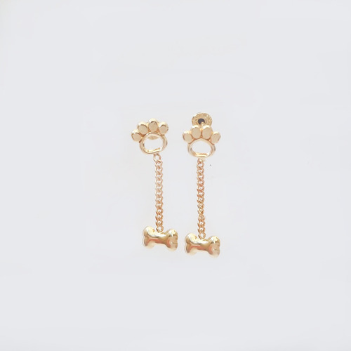 Amor Eterno - Broqueles Huella Cadena Hueso Aretes Oro 10k