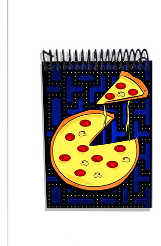 Caderneta Capa Dura Video Game Pac Man Pizza