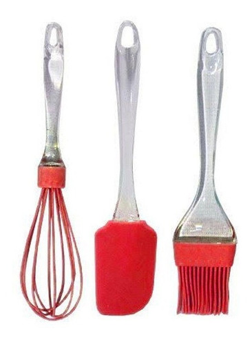 Kit Cozinha Confeitaria Espátula Pincel Batedor Fue Silicone