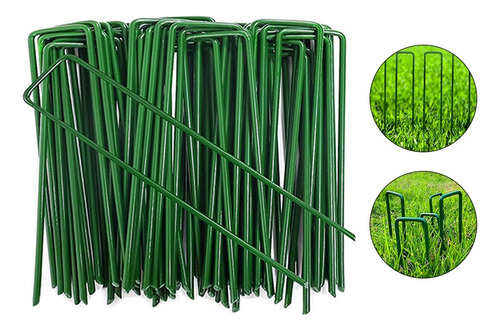 100 Pcs Estacas Jardín Grapa Paisajística Galvanizadas Verde