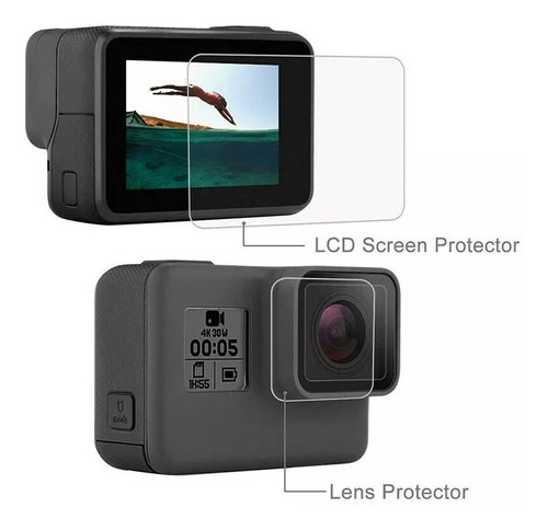 Imagem 2 de 8 de 2 Película Proteção Lente E Tela Lcd Gopro Hero 5 6 Black