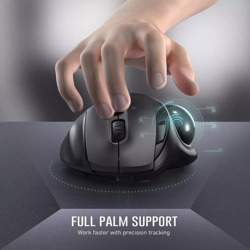 Mouse Trackball Recarregável Sem Fio Bluetooth E 2.4g Pc Mac