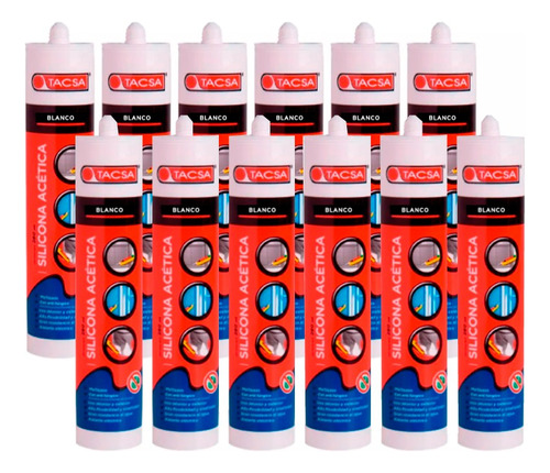 Pack 12 Selladores Silicona Acética Tacsa | 280ml