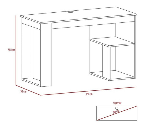  Escritorio RTA Muebles Astana madera aglomerada de 120cm x 73.5cm x 50cm blanco