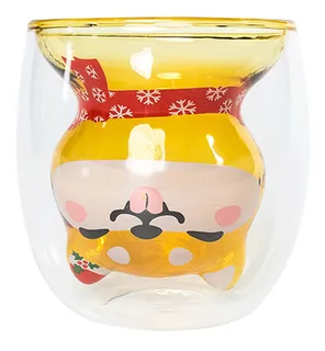 Copa De Navidad De Doble Pared Aislada Taza De Vidrio Lindo