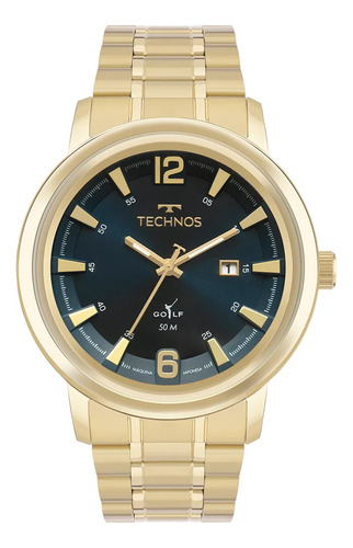 Relógio Masculino Technos Dourado Golf 2115nbf/1a Calendário