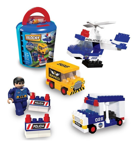 Imagen 2 de 4 de Ladrillos Blocky Policia Por 100 Balde 01-0653 (2897)