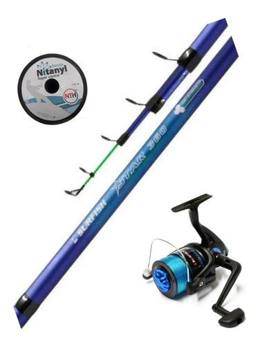 Combo Surfish Caña Star 4m + Reel Spin Pejerrey Tanza Gratis