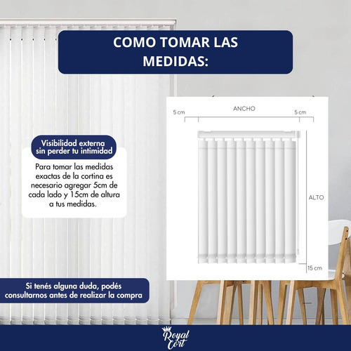 Cortina Bandas Verticales 200x220cm Sunscreen Poliester 100% Blanco/gris