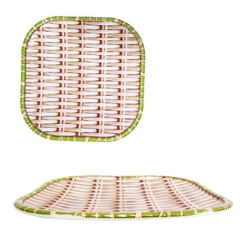 Bandeja De Plástico Quadrada Rattan