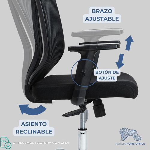 Silla Ergonomica Cabecera Base Acero Soporte Lumbar Ahosk1