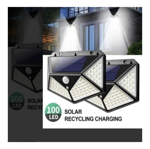 Luminária Refletor Solar Parede 100 Smd Sensor Presença 3fun Cor da carcaça Preto Cor da luz Branco-frio
