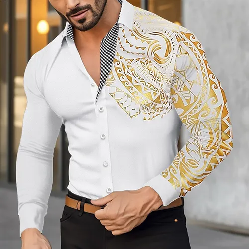 Camisa blanca estampada hombre new arrivals