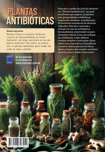 Livro - Plantas Antibióticas, De Marilua Feitoza. Editorial Editora Europa, Capa Mole, Edição 1 Em Físico, 2024