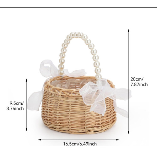 Cesta De Flores De Mimbre Y Ratán Para Niños Con Correa De P