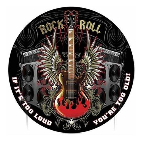 Anjoes Rock And Roll Round Retro Vintage Bar Metal Cartel De