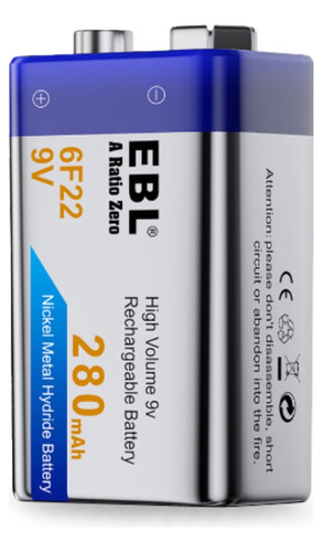 Batería Recargable 9v Ebl Original Ni-mh 280mah X 1 Unidad