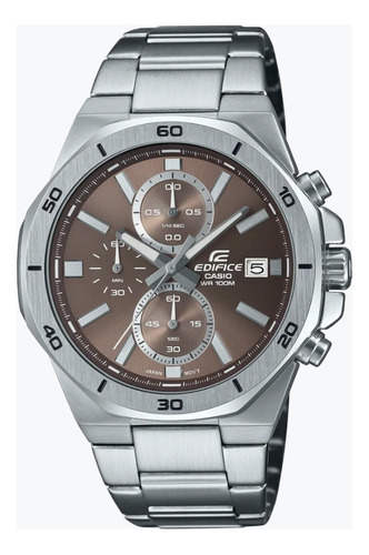 Edifice Efv 640d 5a Cronografo Bisel Octogonal Tablero Cafe