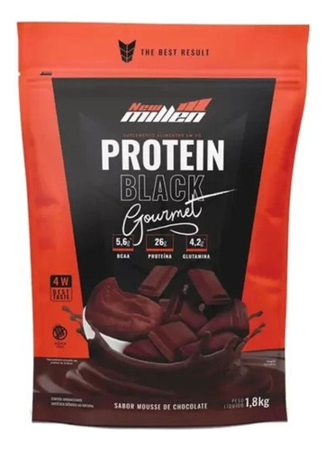 Whey Protein 4w Protein Black Conc Isolado 1,8kg New Millen Sabor Mousse De Chocolate