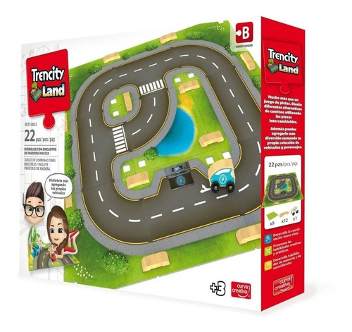 Imagen 1 de 7 de Trencity Land Serie Ciudad B 22pcs De Encastre Calles Madera