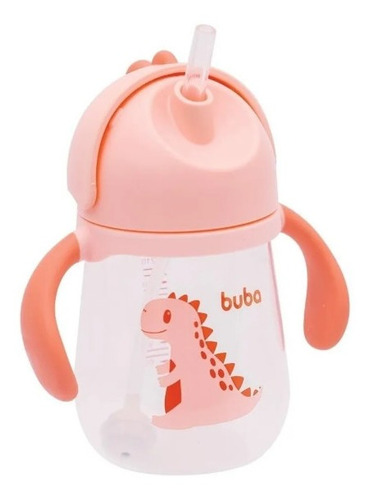 Copo Dino Transição Bebê Canudo Retrátil Válvula Alça Buba