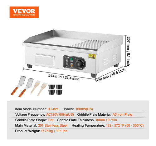 Vevor Parrilla Eléctrica 1600w