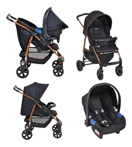 Carrinho De Passeio Burigotto + Bebê Conforto-ecco Cor Cz bege Cor do chassi Preto