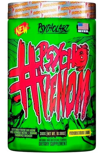 Pré Treino Psycho Venom 300g Psycholabz (muito Forte) Sabor Double Lemon