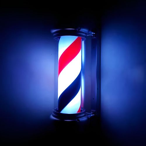 Poste De Barberia Y Peluqueria Con Luz Giratoria Plomo