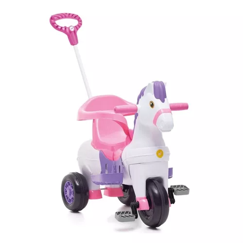 Triciclo Motoca Infantil Rosa Bebê Menina Póto Som Cavalinho