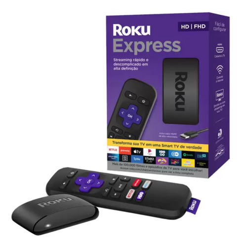 Roku Express Streaming Player Full Hd Com Controle Remoto