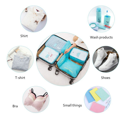 Juego De 6 Bolsas De Viaje Ligeras Y Grandes Para Hombre Y M