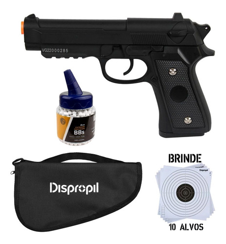 Pistola Airsoft Metal Slide V22 6mm Spring + Esferas + Capa