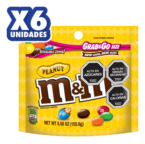 M&m Chocolate Con Leche Y Maní 156g X 6un.