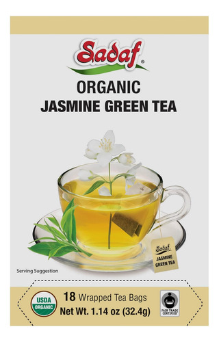 Té Verde De Jazmín Orgánico Sadaf - Bolsitas De Té De Jazmín