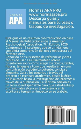 Resumen De Normas Apa, Septima Edicion: Todo Lo Que Necesita
