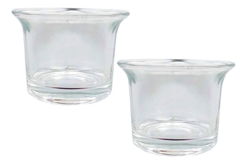 2 Vasos Redondos De Vidrio Transparente Para Velas Votivas,.