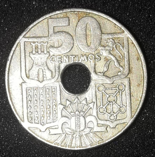 Moeda 50 Centimos 1949 Espanha 