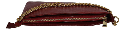 Cartera Mujer Muñequera Piel Charol Cadena Dorada Dama