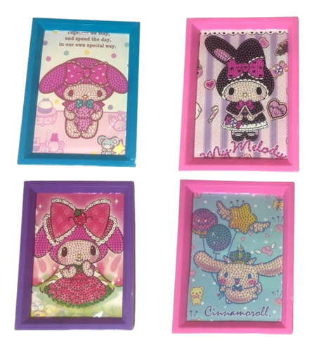 4 Kits De Pintura 5d Con Marco Kuromi Melody Kitty A Elegir