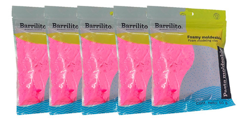 Paq. De 5pz Foamy Moldeable Barrilito Fucsia