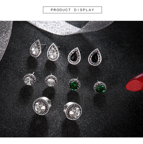 Zy Set De 5 Pares De Pendientes Con Circonitas Gota
