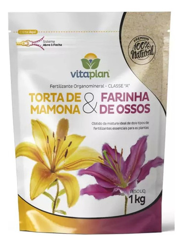 Fertilizante Torta De Mamona + Farinha De Osso Vitaplan 1 Kg