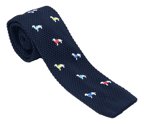 Corbata Vestir Tejida Moda Hombre Poliéster Premium Sarosa Color Azul marino Puppies